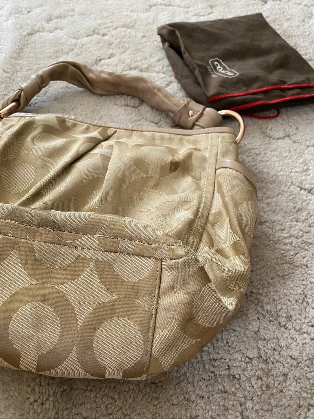 Coach Tan/Beige Signature Shoulder Bag